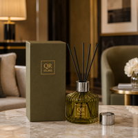 Flacons diffuseurs de parfum de luxe en verre transparent de 120 ml pour décoration intérieure, personnalisables, avec bouchon à vis et boîte.