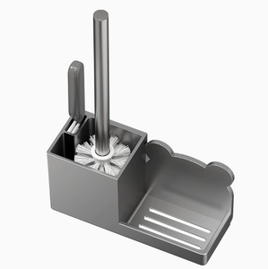 Moderno Soporte de Escobilla de Baño de Plástico para Montar en la Pared, Juego de Escobilla de Mango Largo con Calentador Incluido, Acabado en Níquel, Sin Ángulos Muertos, Duradero - Product Image 6