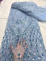 Tissu brodé de fleurs en relief 3D avec perles pour robes de mariée et robes de soirée - Robes de mariée et tenues de soirée
