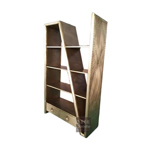 Étagère à livres en acier et métal en <span class=keywords><strong>laiton</strong></span> antique présentoir de sol domestique étagère de livre de bureau à domicile meubles industriels de loft - Product Image 5