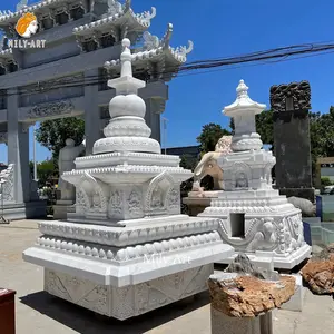 Outdoor Hand Carved Natural Stone Marble Buddha Stupa Pagoda