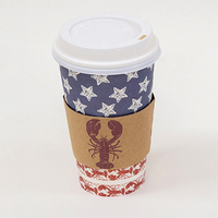 Gobelets à café jetables en papier à paroi simple de 16 oz avec couvercles et manchons, imprimé personnalisé Homard Étoilé, pour boissons chaudes à emporter, spécial fruits de mer