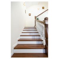 Meistverkaufte Doppelträger-Treppe für Innenräume Moderne Massivholz-Stufen Rostfreies Drahtseil-Geländer Gerade Treppe