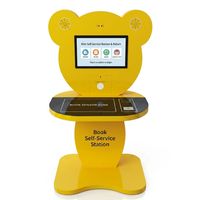 Kioscos de Autopago para Bibliotecas HAUMR con Forma de Oso Adorable, RFID para Niños, Renovación, Consulta, Guía por Voz, Máquina de Devolución de Libros para Niños