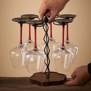 Support à verres rotatif en bois massif motif fleur de prunier, design moderne, durable, pour bar à domicile et événements festifs - Product Image 4