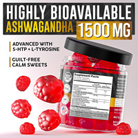 Gummies à l'ashwagandha 1500 mg, soulagement du stress, soutien de l'humeur, gummies pour le sommeil, complément adaptogène végétalien, fabricant OEM