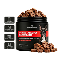 Friandises à mâcher douces pour soulager les allergies et les démangeaisons chez le chien, 90 milliards de probiotiques, supplément de chanvre Omega 369 pour chiens