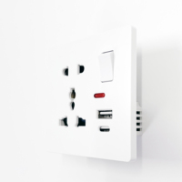 Prise murale A6 B1 5 broches USB Type C avec cadre de montage en acier, interrupteur de commande et indicateur, en bronze phosphoreux