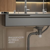 Offre Spéciale éviers de cuisine multifonctions 304 évier de cuisine en acier inoxydable cascade robinet de pluie ensemble d'évier de cuisine à un bol
