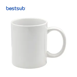 أكواب قهوة سيراميك من BestSub, 11 أوقية حسب الطلب ، مكبس حراري مطلي باللون الأبيض