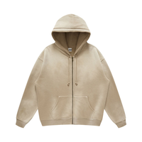 Sweat à capuche zippé pour homme, coupe ample, style streetwear, couleur unie, effet délavé vintage, grammage lourd, avec logo personnalisé, tie-dye, pour couple