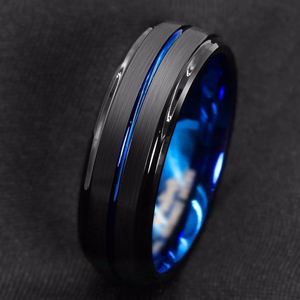 Bague ajustable polyvalente pour homme en acier inoxydable plaqué or bleu biseauté, style bohème, personnalisable - Product Image 2