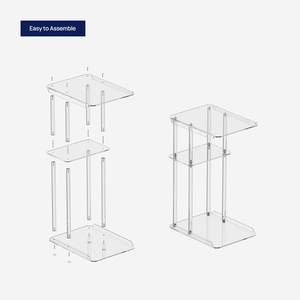 Mesa auxiliar de acrílico transparente de 3 niveles, en forma de mesa auxiliar C, sofá, mesas pequeñas para aperitivos, sala de estar, dormitorio, baño, estantes de exhibición acrílicos - Product Image 1