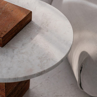 Décoration d'Intérieur Travertin Rouge Bianco Carrara Marbre Blanc Table d'Appoint Petite Table Ronde Simplicité Meubles en Pierre Naturelle