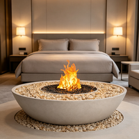 Cheminée à vapeur circulaire sur pied design avec vitesse de flamme réglable, télécommande et sécurité enfant pour hôtel de luxe