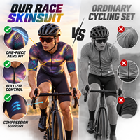 Maillot de cyclisme de course tendance, dégradé bleu irisé, manches courtes, respirant, style course