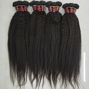 Letsfly ขายดี ผมแท้เวอร์จิ้นแบบต่อผม ยี่ห้อ Kinky Straight ความยาว 22 นิ้ว สีดำธรรมชาติ แบบ Yaki ขายส่ง - Product Image 3