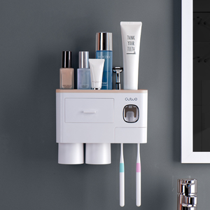 Dispensador automático de pasta dental con soporte para cepillo de <span class=keywords><strong>dientes</strong></span>, vaso limpiador de <span class=keywords><strong>dientes</strong></span> magnético de plástico para lavado de agua familiar - Product Image 2