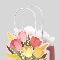 Sac en papier kraft en forme de fleur pour cadeaux de fête, sac d'emballage pour cadeaux floraux, sac de shopping en gros