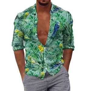 Летние рубашки для мужчин в стиле ретро с цветочным принтом