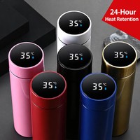 Bouteille d'eau intelligente 500 ml avec affichage LED de la température, thermos isotherme en acier inoxydable, rappel de consommation, idéal pour la gym, vente en gros