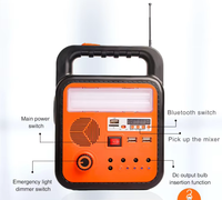 Kit lampu tenaga surya Kemah luar ruangan Mini portabel darurat dan sistem energi surya dengan Speaker gigi biru dan Radio