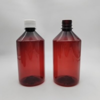 Bouteilles en plastique ambré personnalisées de 500 ml pour animaux de compagnie, flacons vides pour médicaments liquides pour animaux de compagnie avec couvercle blanc