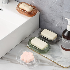 <span class=keywords><strong>Portasapone</strong></span> in Plastica <span class=keywords><strong>Trasparente</strong></span> a Doppio Strato con Drenaggio, Senza Accumulo d'Acqua, Creativo e Igienico per Uso Domestico - Product Image 1