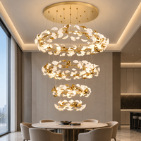 Lustre personnalisé en céramique en forme de feuille de Ginkgo, grand luminaire suspendu artistique pour villa, escalier, hall d'hôtel, atrium