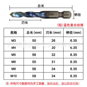 Mr <b>Drill</b> Hex Shank Blue Composite Tap Set M3 M4 M5 M6 M8 M10 Hss Metalworking Tool <b>Case</b> - Product Image 2