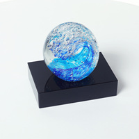 New Glass Art Bubble Waves Ocean Ball avec Black K9 Crystal Base Glass Trophy Awards