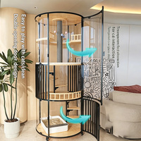 Maison pour chat durable à plusieurs niveaux avec bac à litière intégré, cage ronde pour l'élevage et l'enrichissement des chats d'intérieur