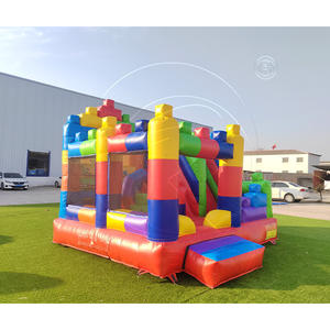 Château gonflable pour enfants en PVC léger avec logo personnalisé Mico, blocs de construction gonflables d'extérieur avec toboggan pour parc d'attractions - Product Image 1