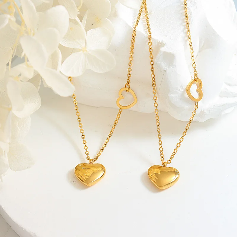 Ciondoli a forma di cuore in acciaio inossidabile placcato oro 18 carati personalizzati in due pezzi con ciondolo a forma di cuore d'amore mezzo diviso collana migliore amica Ciondoli a forma di cuore in acciaio inossidabile placcato oro 18 carati personalizzati in due pezzi con ciondolo a forma di cuore d'amore mezzo diviso collana migliore amica