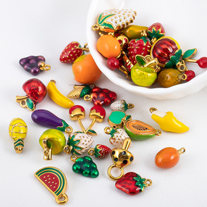 D281 Breloques en émail 3D en acier inoxydable étanche, motifs fruits (Fraise, <span class=keywords><strong>Banane</strong></span>, Raisin, Pomme) et champignons, effet goutte d'huile - Product Image 3