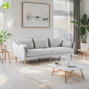 Nordic Design Linen Fabric <strong>Cushion</strong> Simple <strong>Sofa</strong> <strong>Sets</strong> with Wooden Legs for Living Room Furniture - Product Image 1