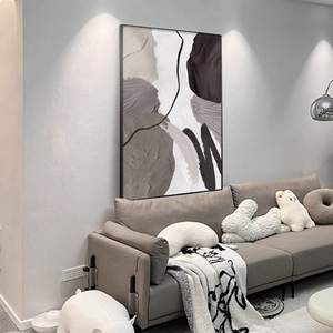 Arte Abstracto Texturizado para Pared, Pintura al Óleo sobre Lienzo, Marco Negro, Rectángulo, Decoración Moderna Minimalista para Sala de Estar, Mural Grande para Piso - Product Image 3