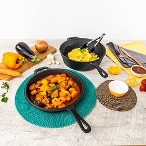 Casseroles de cuisine de Camping, 3 poêles <span class=keywords><strong>à</strong></span> 4 niveaux, marmite et poêle <span class=keywords><strong>à</strong></span> frire pré-assaisonnement, ustensile de cuisine Double <span class=keywords><strong>fonte</strong></span>, four néerlandais - Product Image 6
