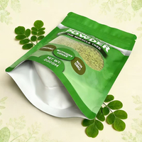Sachets en plastique refermables de qualité alimentaire imprimés sur mesure avec fenêtre pour l'emballage de poudre de matcha