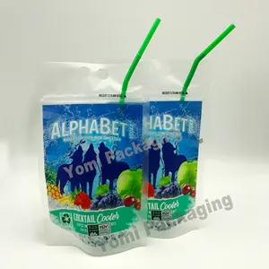 Malote ereto personalizado da bebida do suco com o Gravure da palha que imprime sacos plásticos do OEM do saco de embalagem da bebida