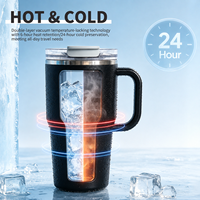 GY 2033 500PCS Vaso Térmico de Acero Inoxidable de 40oz con Logotipo Personalizado, Asa y Tapa Abatible con Pajita para Pequeñas Marcas