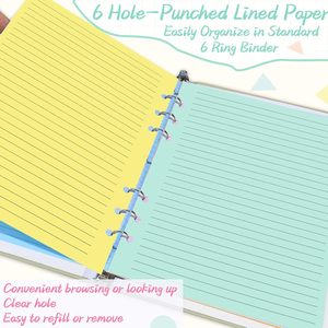 100 <span class=keywords><strong>Hojas</strong></span> A5, 6 Anillos, <span class=keywords><strong>Hojas</strong></span> Sueltas Impresas <span class=keywords><strong>con</strong></span> Líneas, Recambios para Carpetas, Insertos para Carpetas de 6 Anillos, 10 Colores, Regalo - Product Image 4