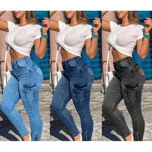 New Hot Sexy Back Zipper Women Denim Pants Elastic Stretch Jeans