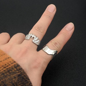 Popular Unique Design <b>Silver</b> Plated <b>Ring</b> Hip Hop Punk Style <b>Adjustable</b> Unisex's Stainless Steel <b>Rings</b> Wholesale Jewelry Trendy - Product Image 1