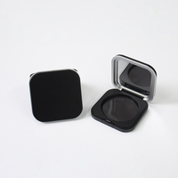 Étui à maquillage vide carré noir en ABS rigide de haute qualité avec miroir, matériaux recyclés, compatible blush