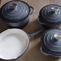 Nouvel ensemble professionnel de 4 pièces en fonte émaillée : cocotte 20/22/24 cm et poêle 26 cm, batterie de cuisine robuste à haute capacité de rétention de chaleur