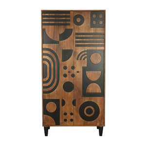 Solid Mango Wood Almirah Cabinet with Premium Carving Design Classic Wooden <b>Wardrobe</b> for Bedroom Storage - Product Image 1