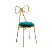 Tabouret moderne convertible en velours avec dossier en métal rouge, chaise mignonne pour filles, mobilier de maison