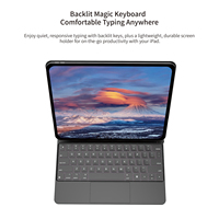 Funda con Teclado Magnético para iPad Pro 12.9 de 5.ª Generación, con Panel Táctil, Retroiluminación LED Inalámbrica de 3 Niveles