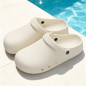 BOK Women's <b>Closed</b> <b>Toe</b> Clogs White Flat <b>Heel</b> Summer Beach Sandals Outdoor Wear Flip Edge Design - Product Image 4